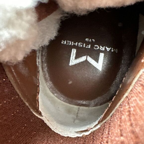 Marc Fisher LTD Lizzie Womens 7 Red Suede Leather Lace Up Fur Trim Ankle Boot - Picture 8 of 11